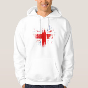 Britse Vlag Grunge Vervuild Ontwerp Heren Wit Hoodie