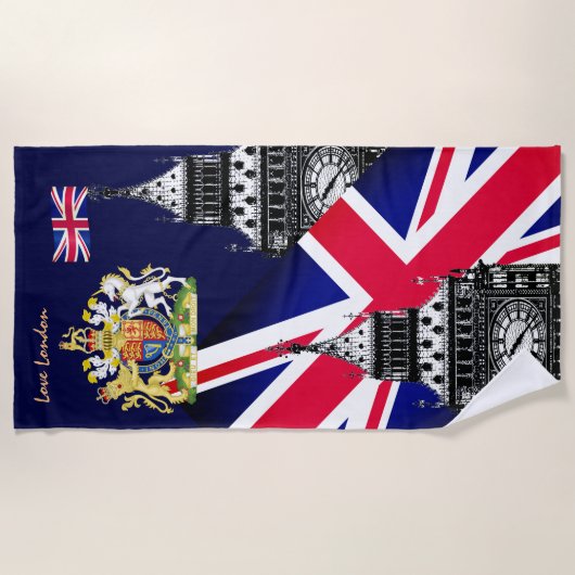 Britse vlag handdoek, Big Ben, Groot-Brittannië, L Strandlaken (Voorkant)