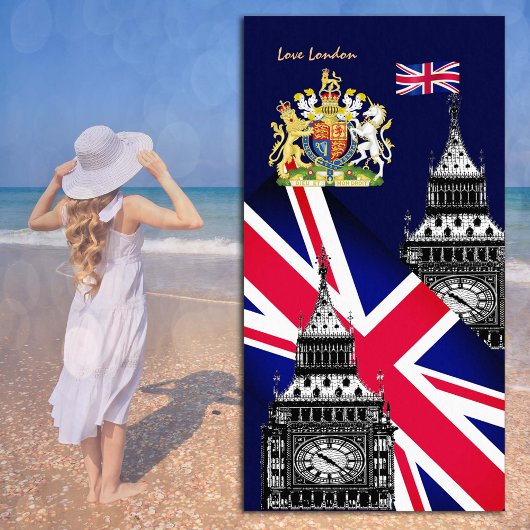 Britse vlag handdoek, Big Ben, Groot-Brittannië, L Strandlaken