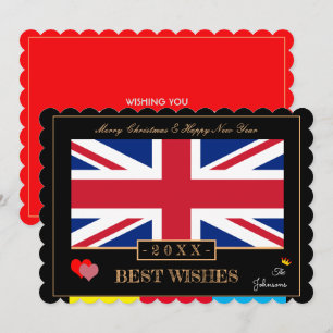 Britse vlag & Happy New Year/Best Wish Card GB Feestdagenkaart