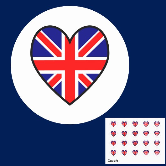 Britse Vlag Hart Valentijn  Ronde Sticker