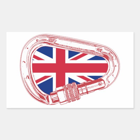 Britse vlag Klimaatcarabiner Rechthoekige Sticker (Voorkant)