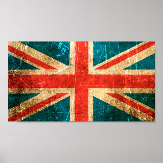 Britse vlag met een krassen en een versleten Poster (Voorkant)