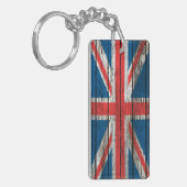 Britse vlag met ruw houtachtig effect sleutelhanger (Voorkant Links)