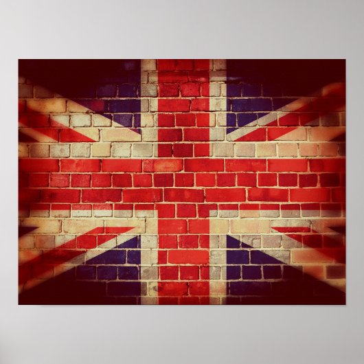  Britse vlag op een muur Poster (Voorkant)