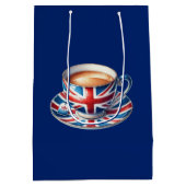 Britse vlag op Engelse theekopje Medium Cadeauzakje (Achterkant)