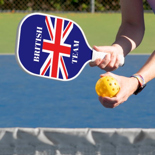 Britse Vlag Pas Brits Team aan Pickleball Paddle (Insitu)