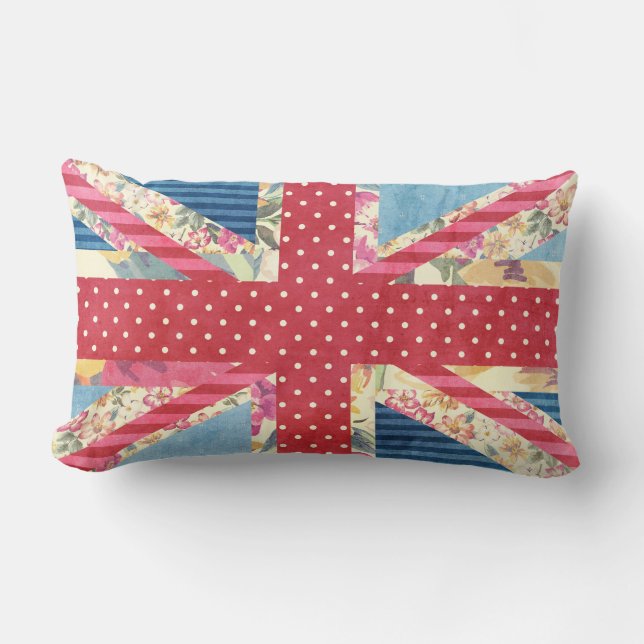 Britse vlag Quilt | Shabby Chic Kussen (Voorkant)