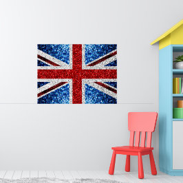 Britse vlag rood blauw wit glitters glinstert poster