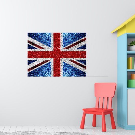 Britse vlag rood blauw wit glitters glinstert poster (Kinderkamer 1)
