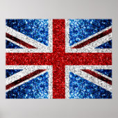 Britse vlag rood blauw wit glitters glinstert poster (Voorkant)