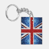 Britse vlag rood blauw wit glitters glinstert sleutelhanger (Voorkant Links)