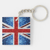 Britse vlag rood blauw wit glitters glinstert sleutelhanger (Achterkant)