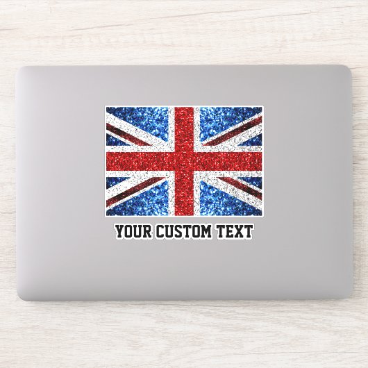 Britse vlag rood blauw wit sparkles Uw aangepaste  Sticker (Computer)