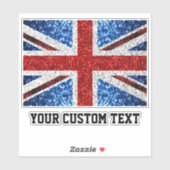 Britse vlag rood blauw wit sparkles Uw aangepaste  Sticker (Vel)