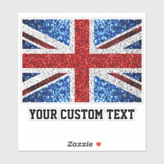 Britse vlag rood blauw wit sparkles Uw aangepaste Sticker (Vel)