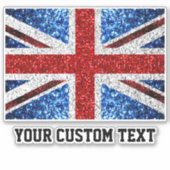 Britse vlag rood blauw wit sparkles Uw aangepaste  Sticker (Voorkant)