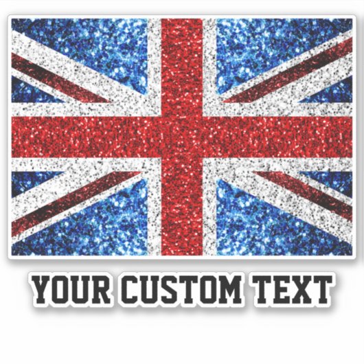 Britse vlag rood blauw wit sparkles Uw aangepaste Sticker (Voorkant)