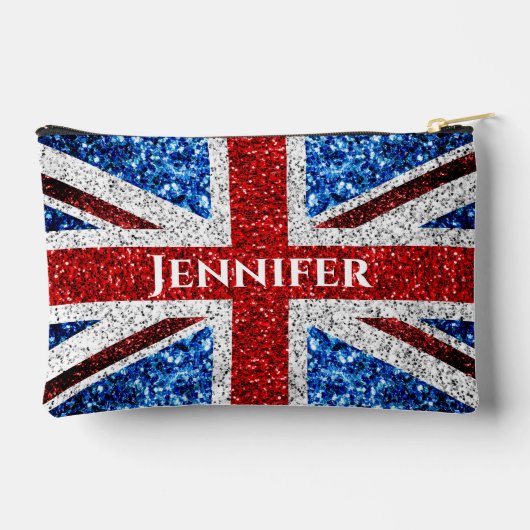 Britse vlag rood wit blauw sparkles Eigen naam tek Etui (Achterkant)