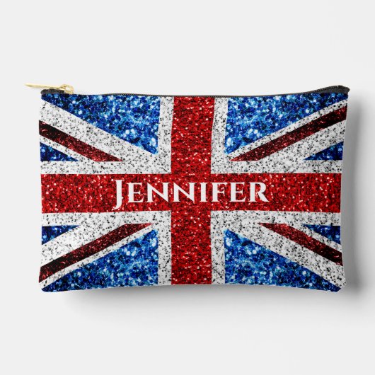 Britse vlag rood wit blauw sparkles Eigen naam tek Etui (Voorkant)