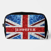 Britse vlag rood wit blauw sparkles Eigen naam tek Toilettasje (Voorkant)