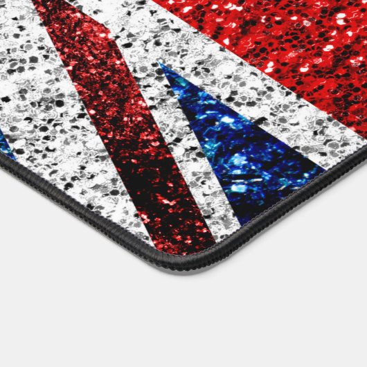 Britse vlag rood wit blauw sprankelt glitters blin bureaumat (Hoek)