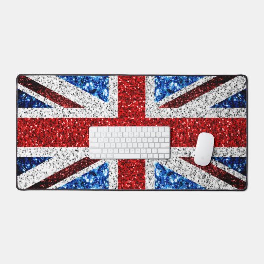 Britse vlag rood wit blauw sprankelt glitters blin bureaumat (Keyboard & Muis)