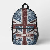 Britse vlag rustieke sparkles Aangepaste naam teks Bedrukte Rugzak (Voorkant)