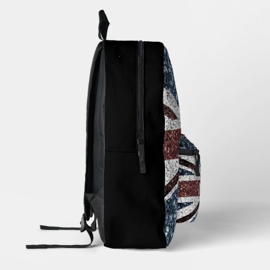 Britse vlag rustieke sparkles Aangepaste naam teks Bedrukte Rugzak (Links)
