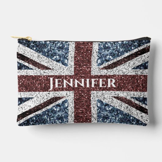 Britse vlag rustieke sparkles Aangepaste naam teks Etui (Voorkant)