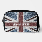Britse vlag rustieke sparkles Aangepaste naam teks Toilettasje (Voorkant)