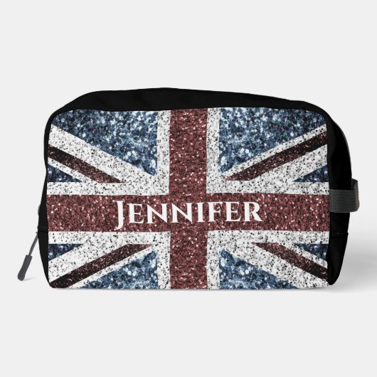Britse vlag rustieke sparkles Aangepaste naam teks Toilettasje (Achterkant)
