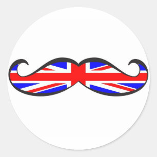 Britse vlag snor ronde sticker