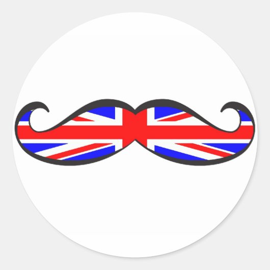 Britse vlag snor ronde sticker (Voorkant)