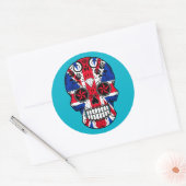  Britse vlag Sugar Skull met Rozen Ronde Sticker (Envelop)