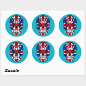  Britse vlag Sugar Skull met Rozen Ronde Sticker (Vel)