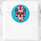  Britse vlag Sugar Skull met Rozen Ronde Sticker (Tas)
