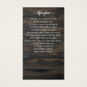 Britse vlag Sympathie Memorial Funeral Prayer Kaar Visitekaartje (Achterkant)