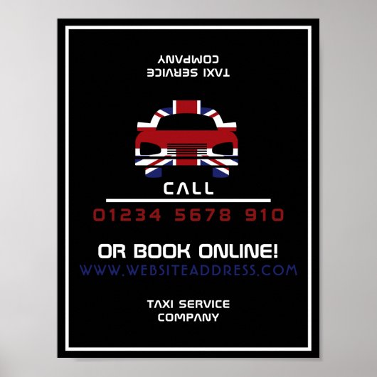 Britse vlag Taxi Cab Logo Adverteren Poster (Voorkant)
