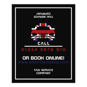 Britse vlag Taxi Cab Logo met prijslijst Flyer