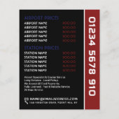 Britse vlag taxi logo met prijslijst flyer (Achterkant)