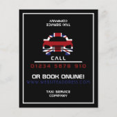 Britse vlag taxi logo met prijslijst flyer (Voorkant)