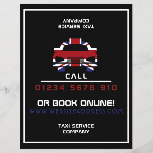 Britse Vlag Taxi Logo met Prijslijst Flyer