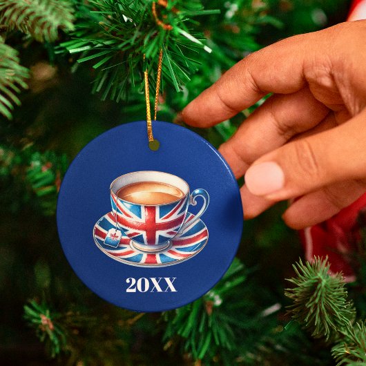 Britse vlag Teacup kerstboom Keramisch Ornament