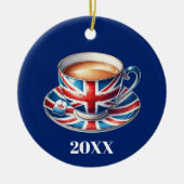 Britse vlag Teacup kerstboom Keramisch Ornament (Voorkant)
