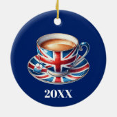 Britse vlag Teacup kerstboom Keramisch Ornament (Achterkant)