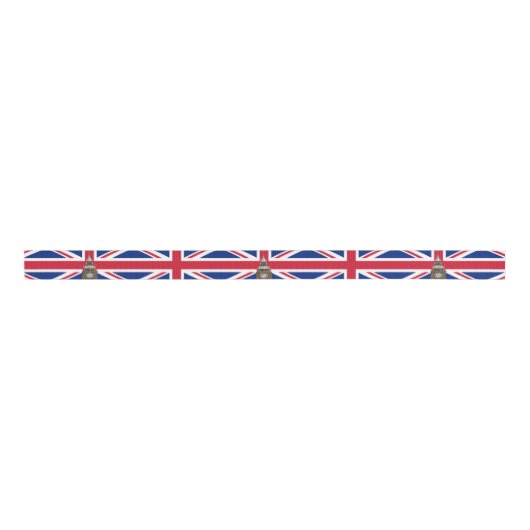 Britse vlag & Verenigd Koninkrijk Big Ben London/s Grosgrain Lint (Voorkant)