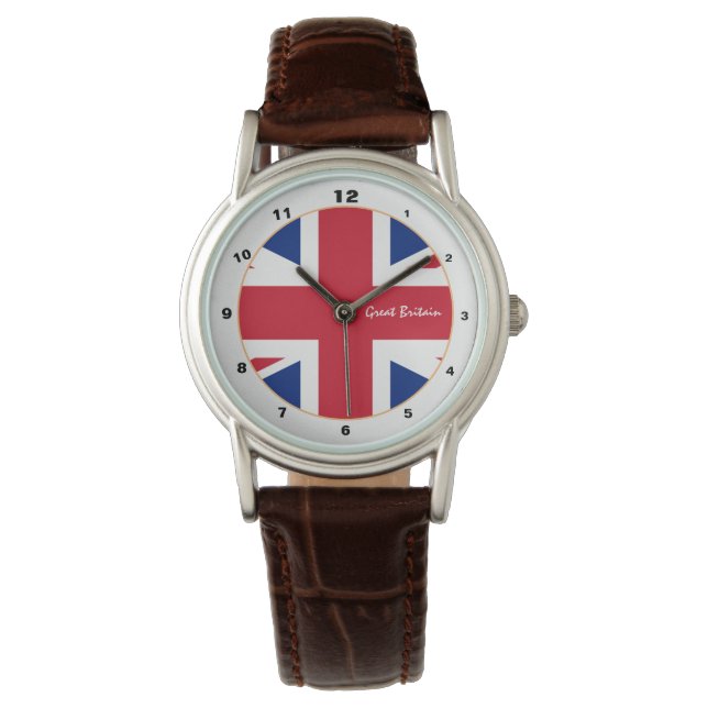 Britse vlag & Verenigd Koninkrijk trendy mode UK Horloge (Voorkant)
