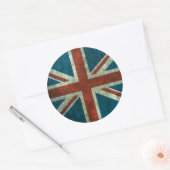 Britse vlag verouderd staal effect rond ronde sticker (Envelop)