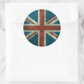 Britse vlag verouderd staal effect rond ronde sticker (Tas)